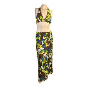Vintage Brown Floral Hawaiian Swimsuit Set – READ SIZING: VINTAGE SIZING